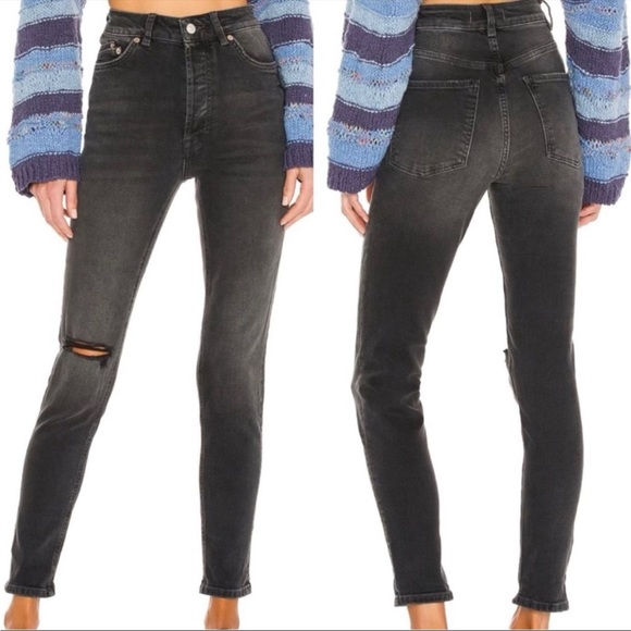 Free People Denim - FREE PEOPLE High Rise Dark Grey Zuri Mom Jeans NWT Sz. 31